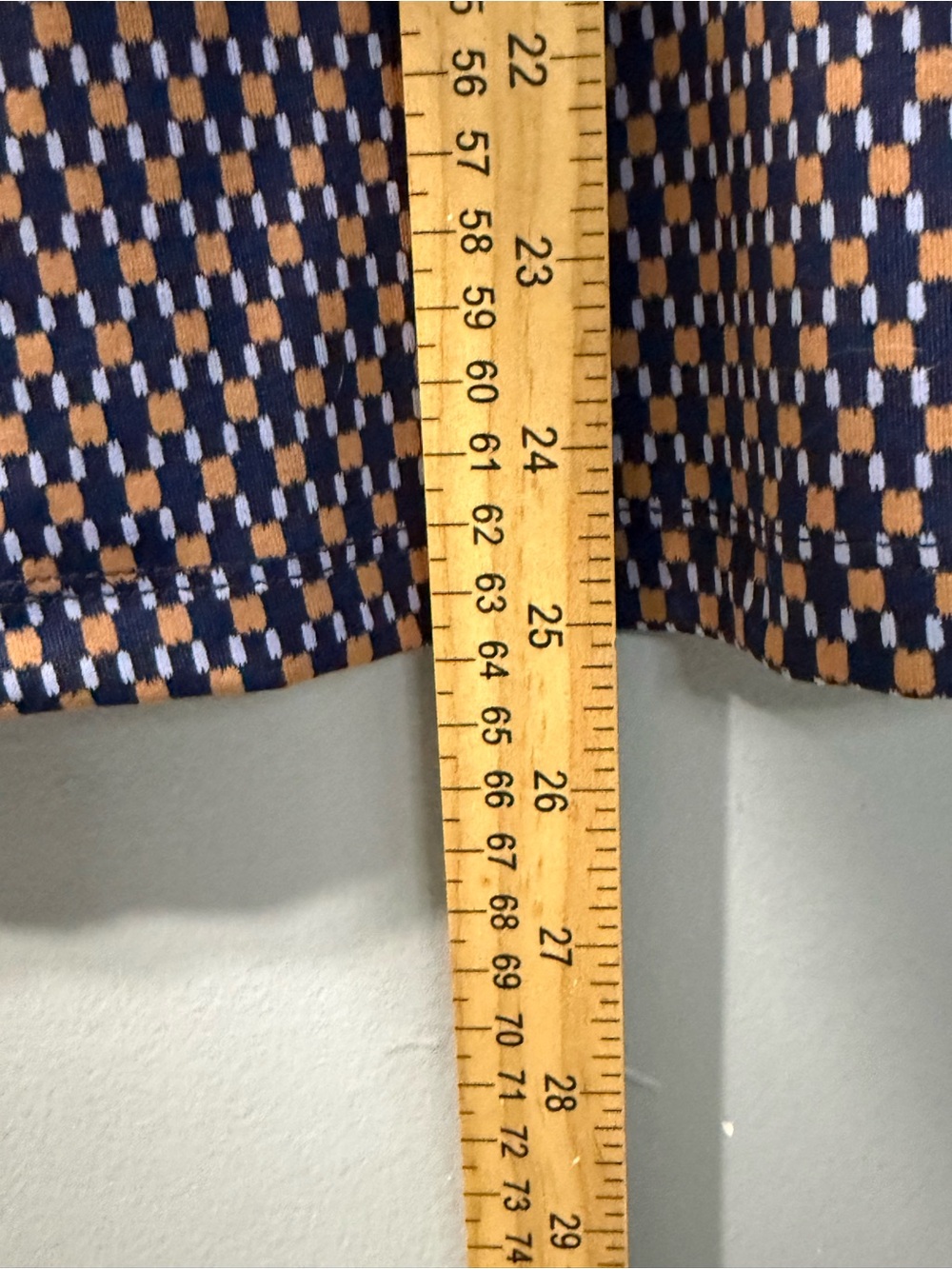 J. McLaughlin Durham Ruffle Blouse Navy Orange Geometric Top Size Medium - Picture 3 of 7